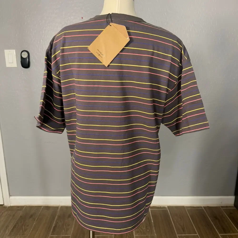 Teddy Fresh Yarn Dyed Neon Stripe Tee, Brown, XL